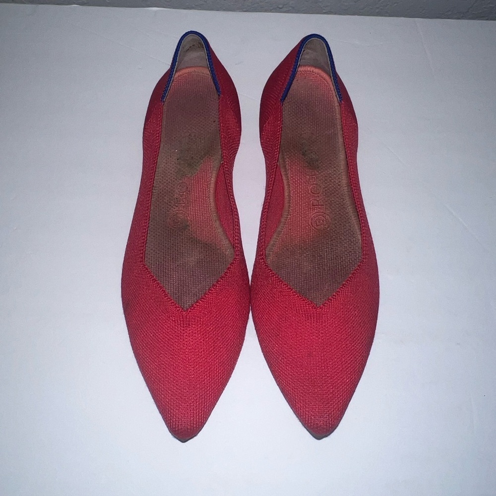 Rothy's The Pointed Toe Red Flats Slip O